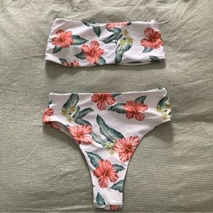 Floral Tube Top High Cut Bikini